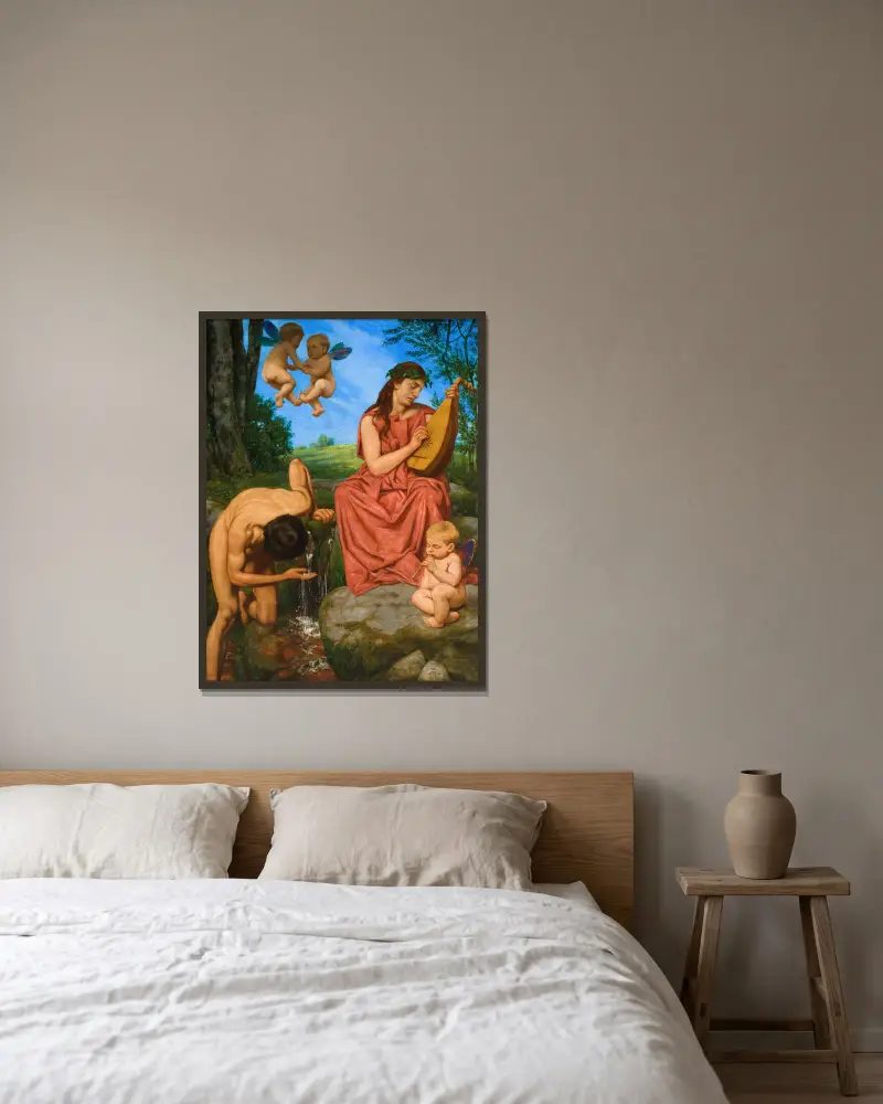Die Quelle von Hans Thoma gerahmt an einer Wand