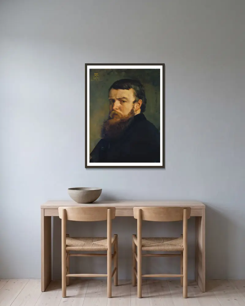 Selbstbildnis aus München von Hans Thoma gerahmt an einer Wand