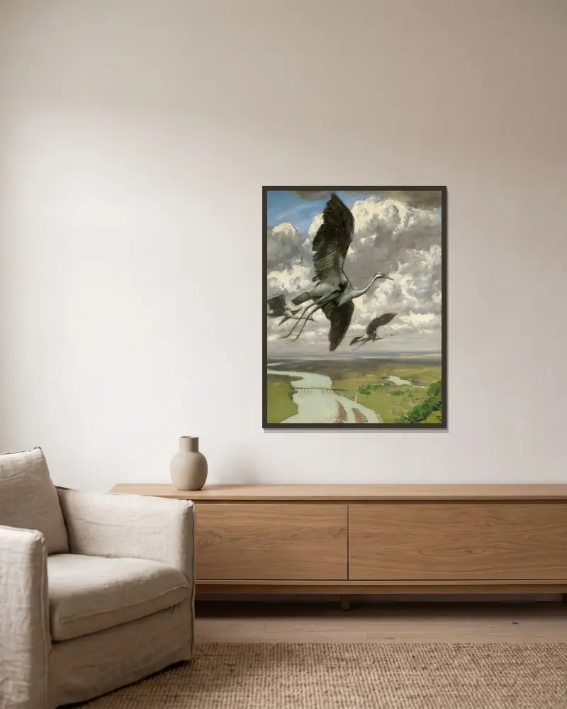 Wundersame Vögel von Hans Thoma gerahmt an einer Wand