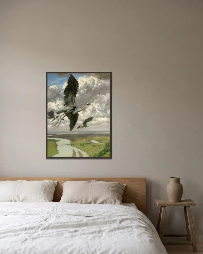 Wundersame Vögel von Hans Thoma gerahmt an einer Wand