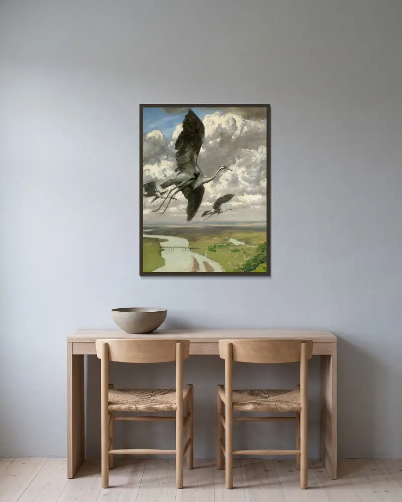 Wundersame Vögel von Hans Thoma gerahmt an einer Wand