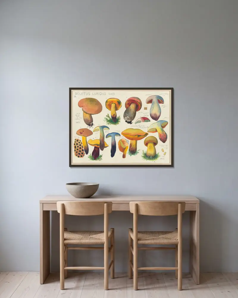 Boletus luridus Schff. 2 av Hans Walty inramad på en vägg