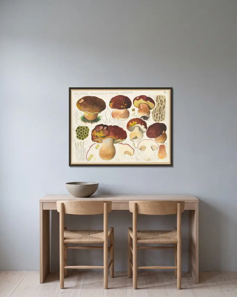 Boletus pinicola Venturi, Vittadini av Hans Walty inramad på en vägg