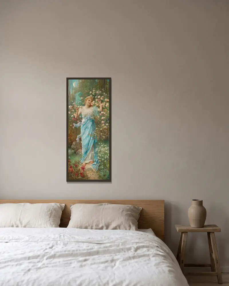 Blomsterdansen av Hans Zatzka inramad på en vägg
