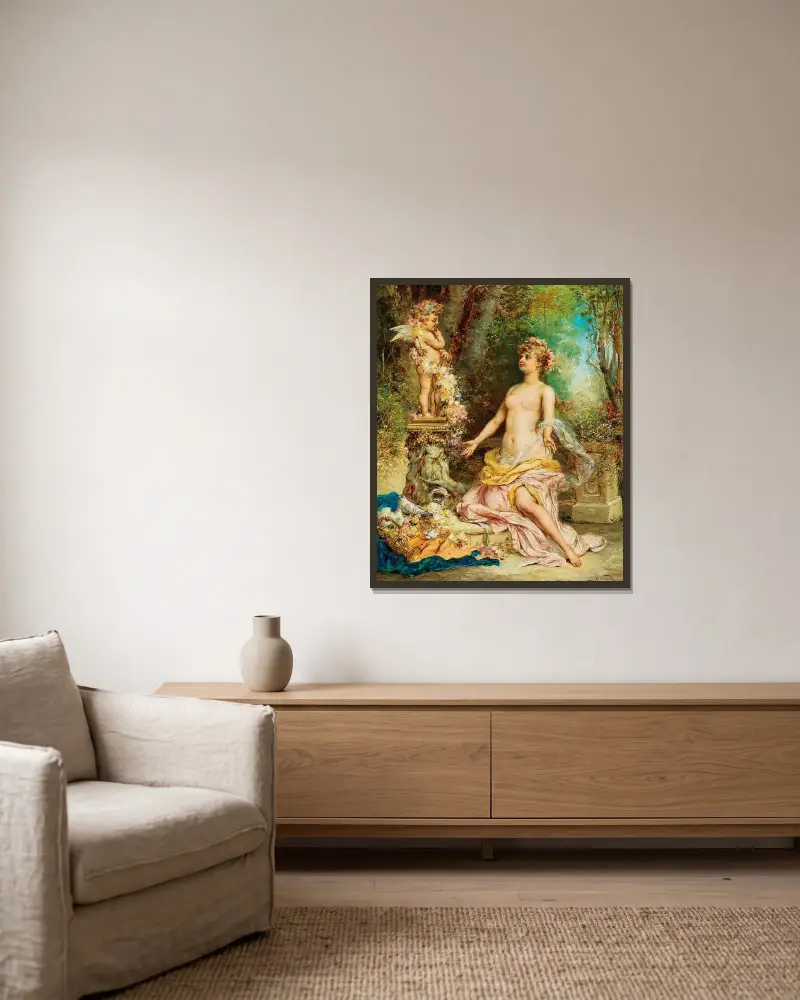 Amor av Hans Zatzka inramad på en vägg