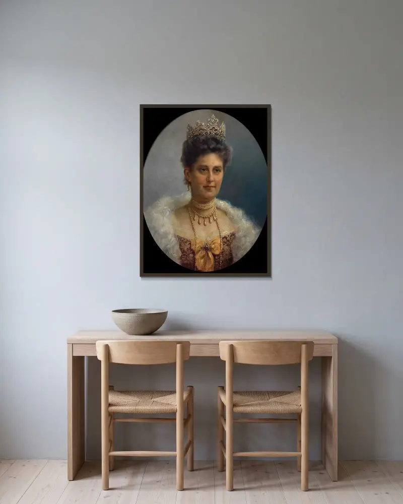 Erzherzogin Maria Annunziata av Hans Zatzka inramad på en vägg