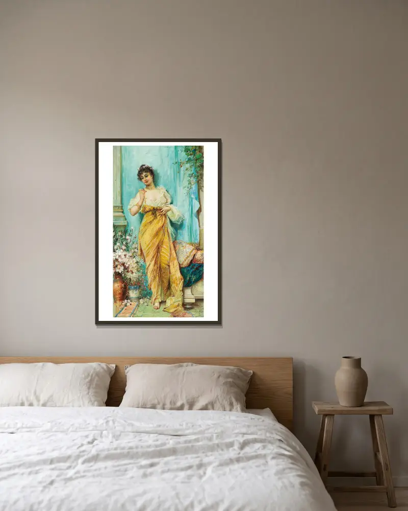 In The Boudoir av Hans Zatzka inramad på en vägg