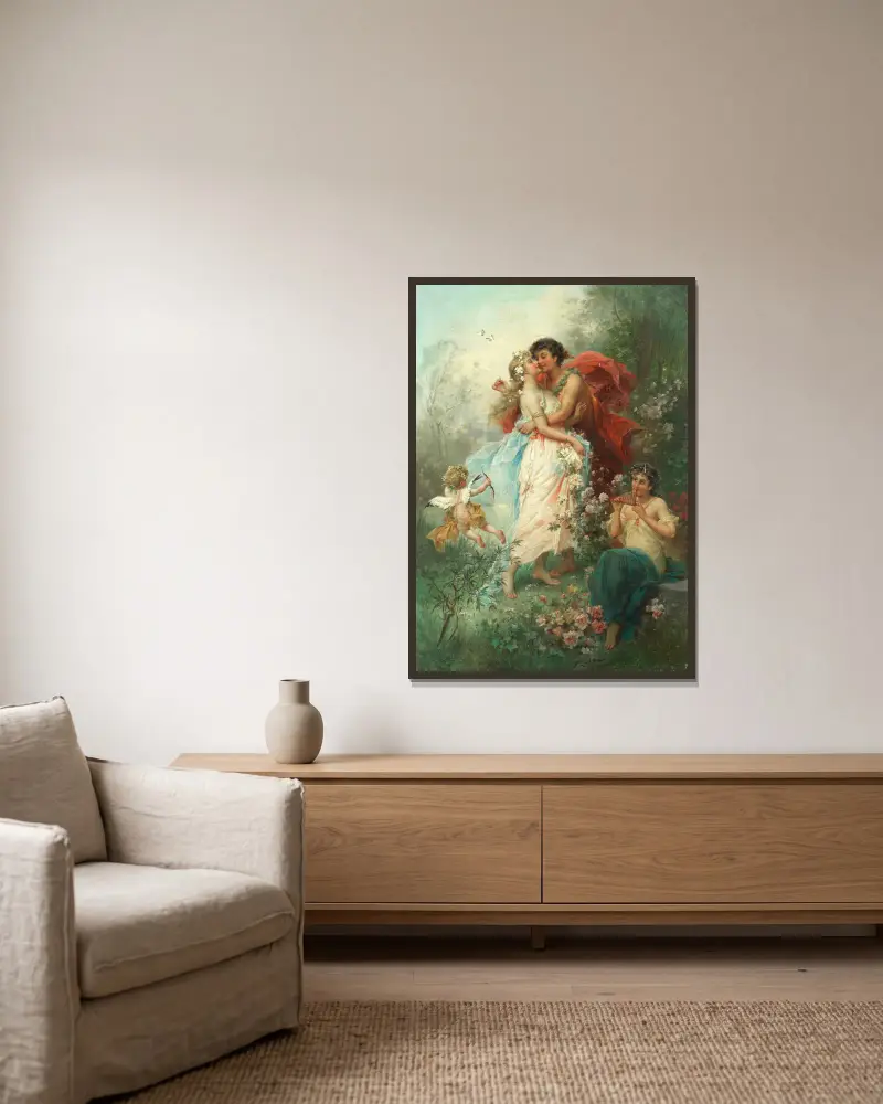 Oath of love av Hans Zatzka inramad på en vägg