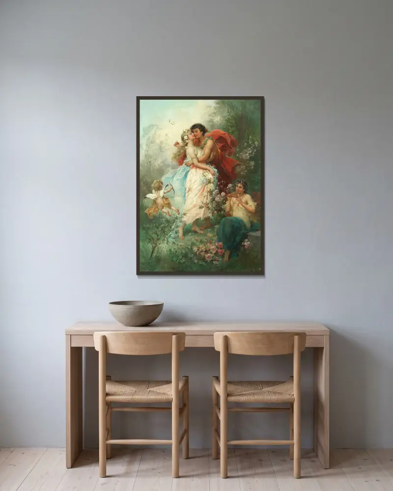 Oath of love av Hans Zatzka inramad på en vägg