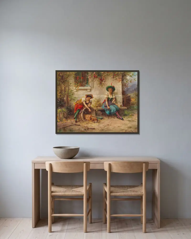 Quälgeister von Hans Zatzka gerahmt an einer Wand