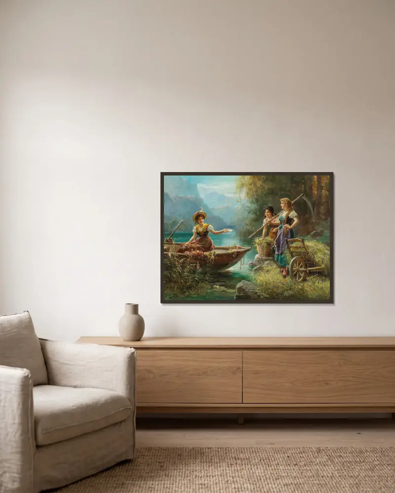 Die Liebesbotschaft von Hans Zatzka gerahmt an einer Wand