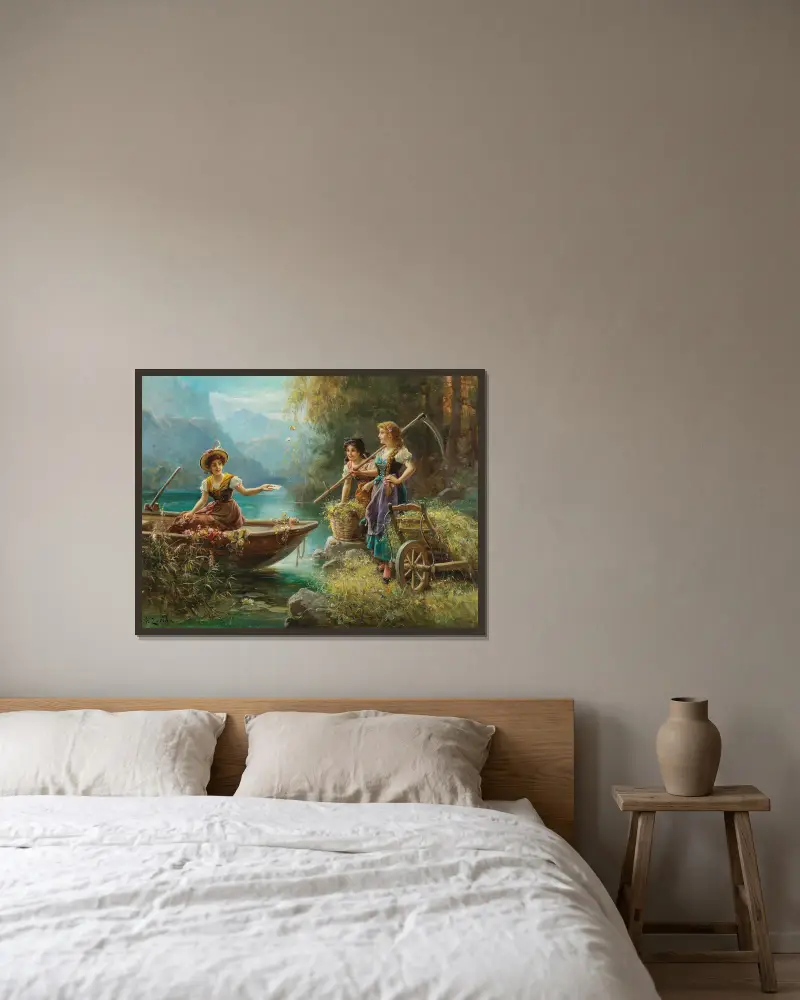 Die Liebesbotschaft von Hans Zatzka gerahmt an einer Wand