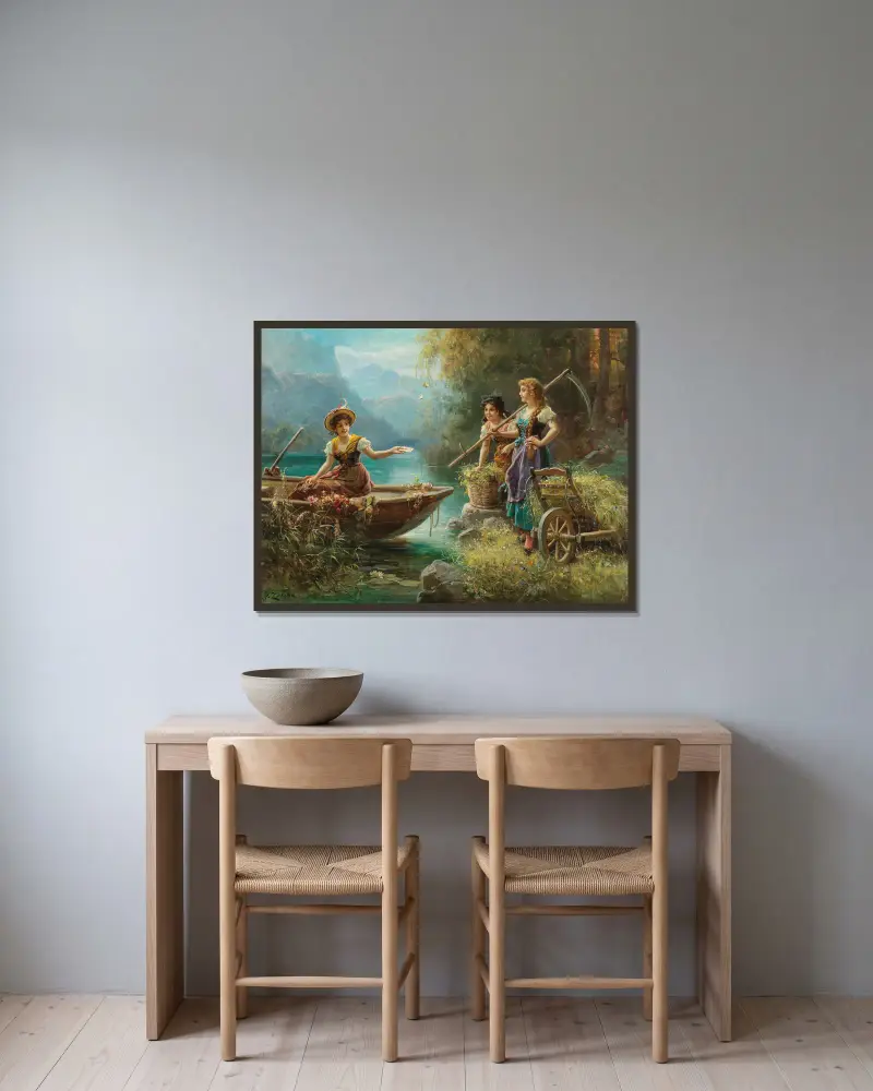 Die Liebesbotschaft von Hans Zatzka gerahmt an einer Wand