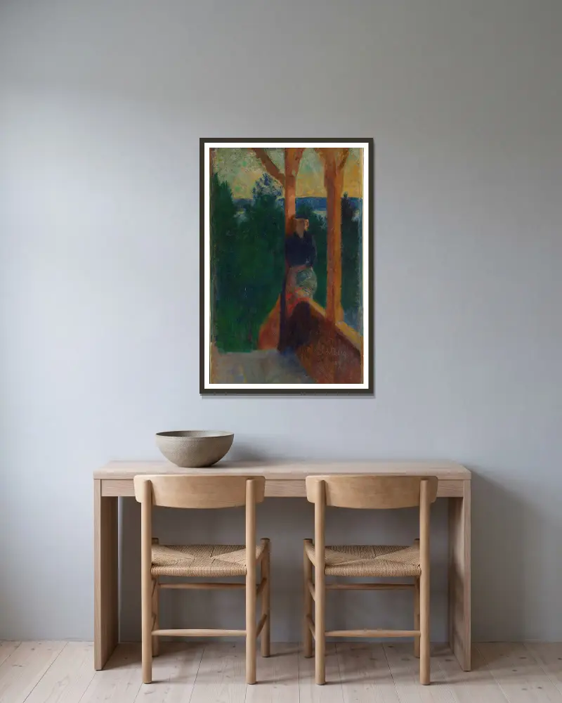 Auf der Veranda von Harald Sohlberg gerahmt an einer Wand