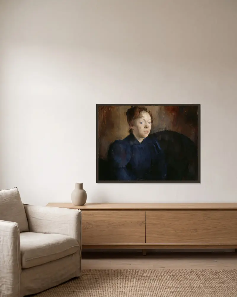 Portrait of Nenna Janson Nagel, b. Backer Lunde av Harriet Backer inramad på en vägg