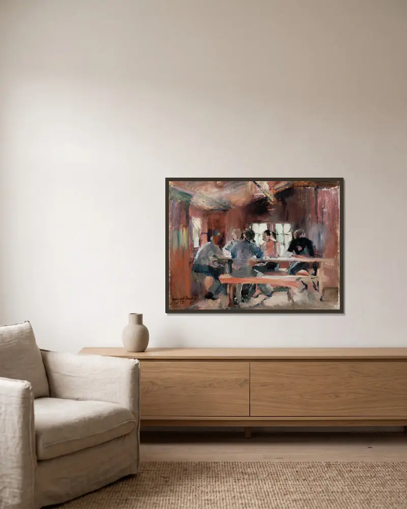 Studie ke hře karet, Harriet Backer v rámu na stěně
