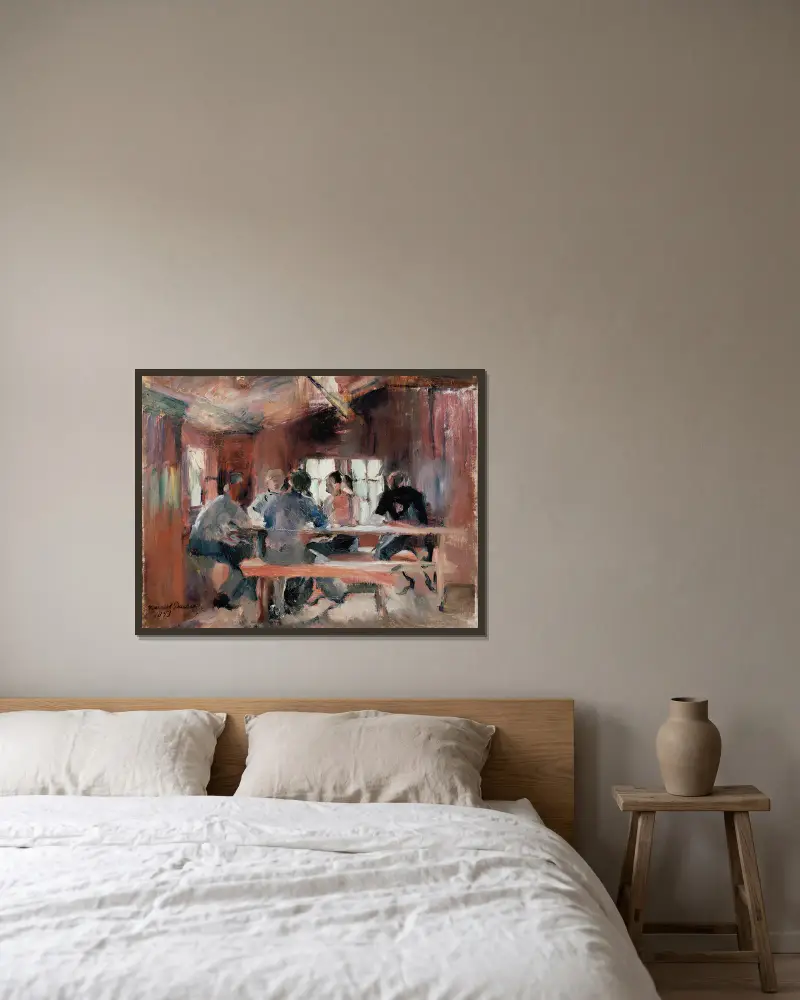 Studie ke hře karet, Harriet Backer v rámu na stěně