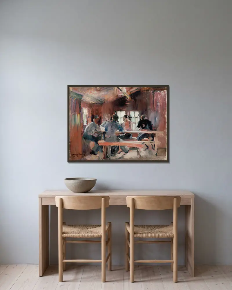Studie ke hře karet, Harriet Backer v rámu na stěně