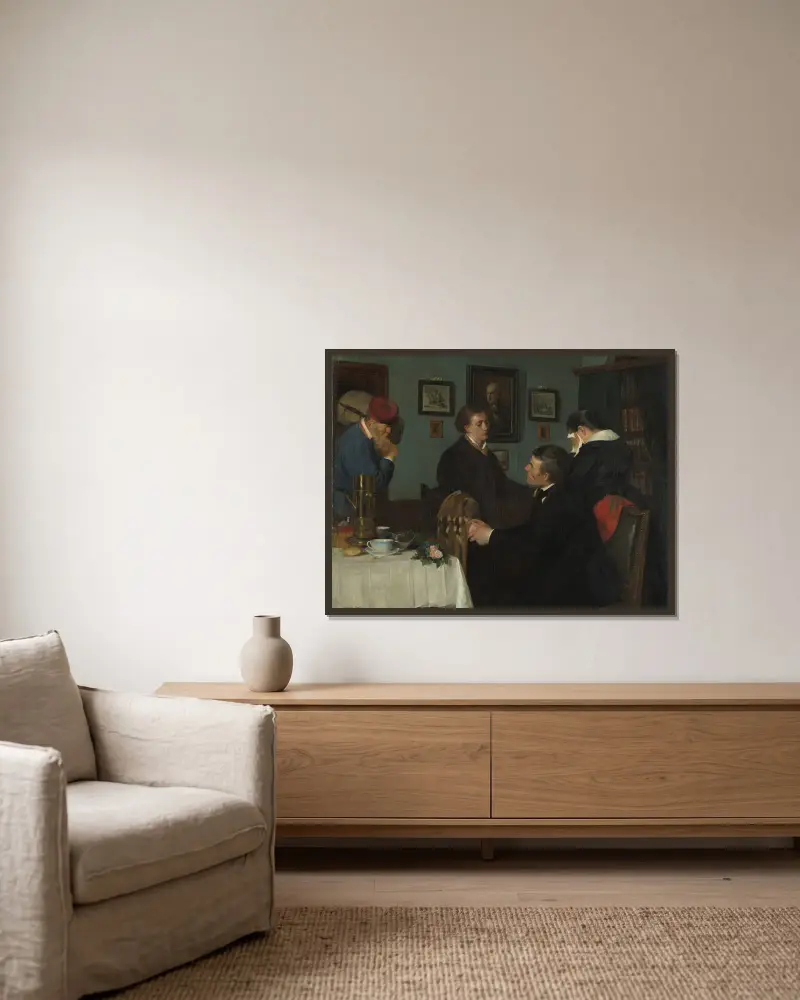 Der Abschied von Harriet Backer gerahmt an einer Wand