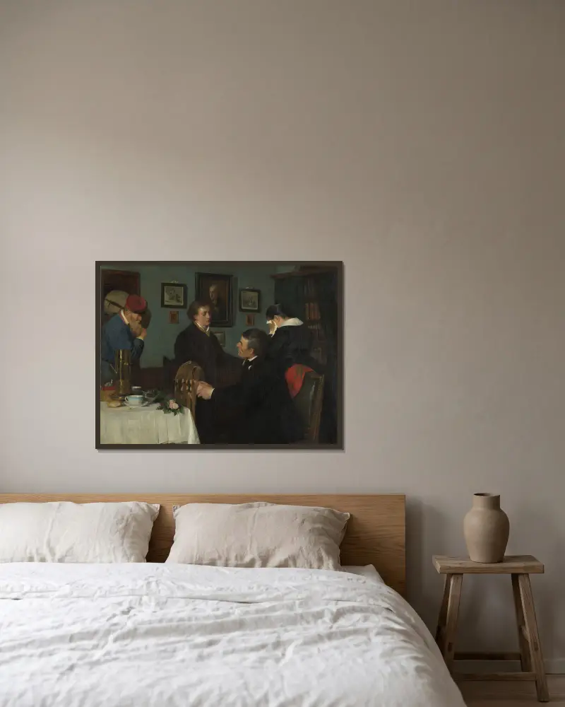 Der Abschied von Harriet Backer gerahmt an einer Wand