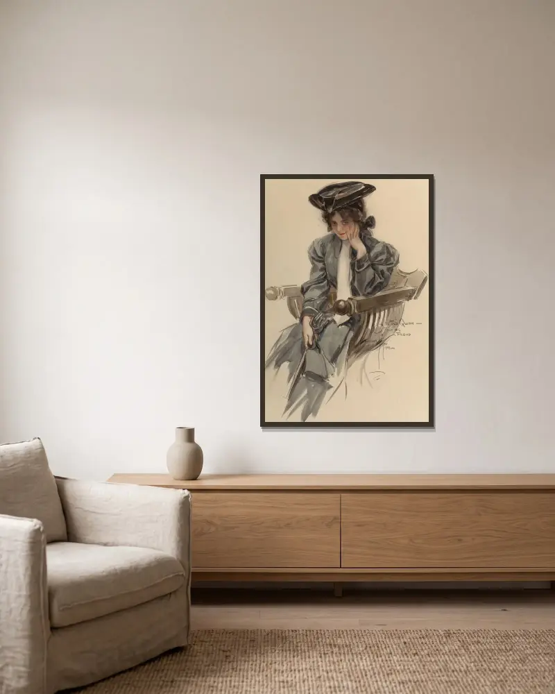 Modern Woman av Harrison Fisher inramad på en vägg