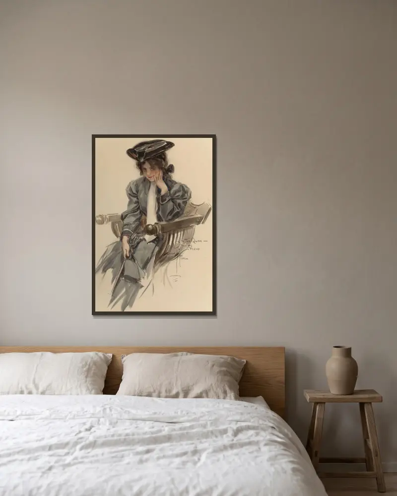 Modern Woman av Harrison Fisher inramad på en vägg