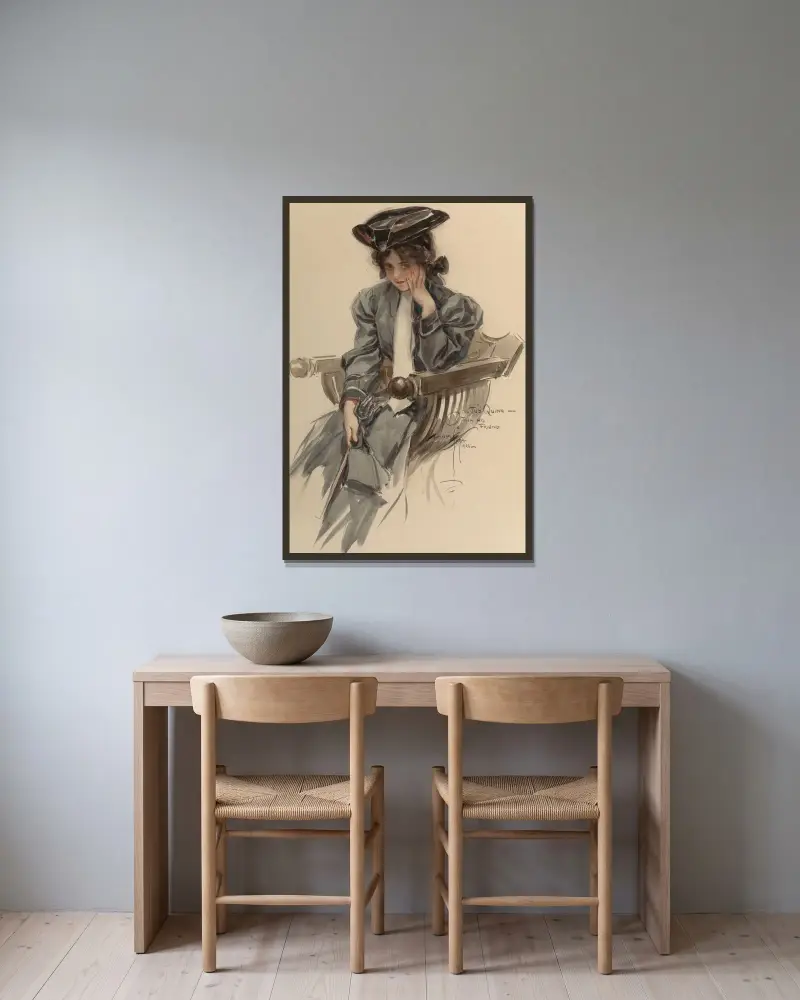 Modern Woman av Harrison Fisher inramad på en vägg