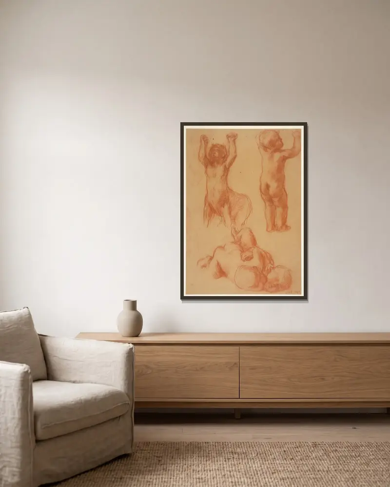 Studies of Children and a Young Centaur av Charles Haslewood Shannon inramad på en vägg