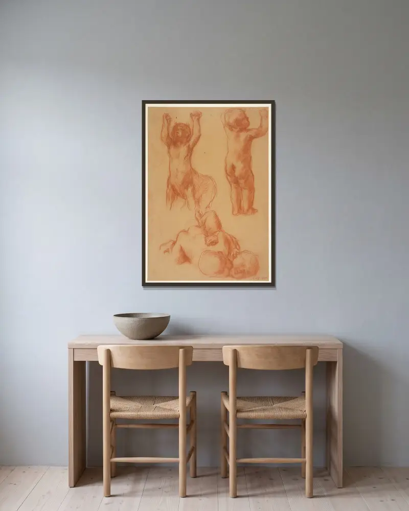 Studies of Children and a Young Centaur av Charles Haslewood Shannon inramad på en vägg