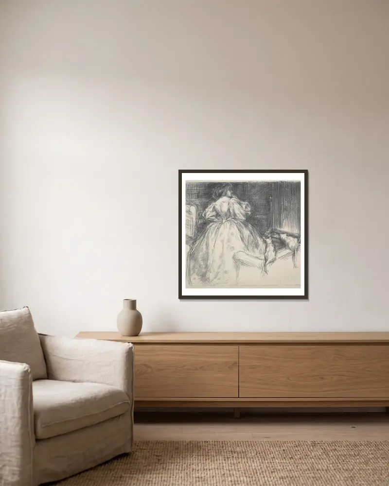 Das fantastische Kleid von Charles Haslewood Shannon gerahmt an einer Wand