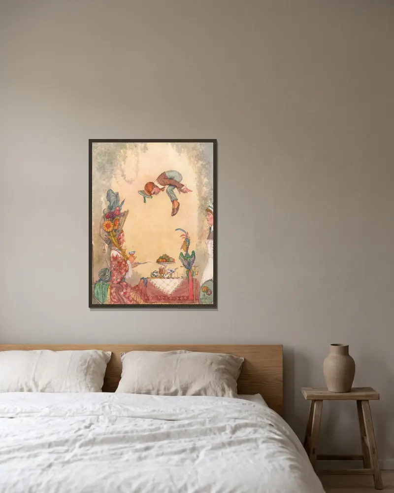 Ich fiel von meiner Position von William Heath Robinson gerahmt an einer Wand