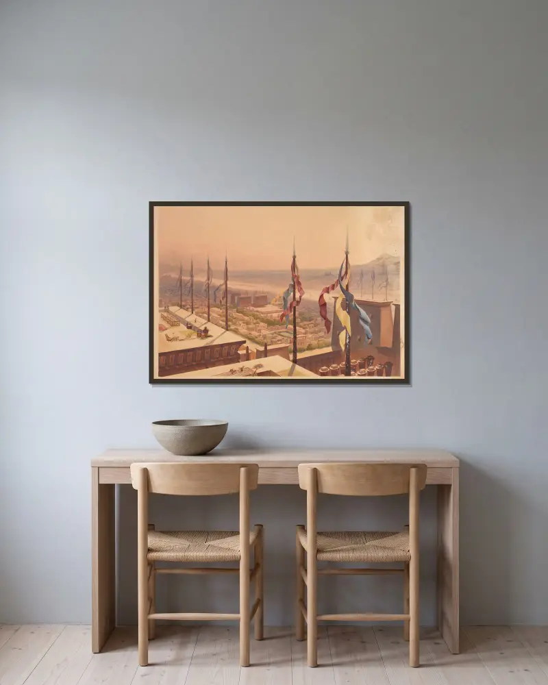 Theben von Hector Horeau gerahmt an einer Wand