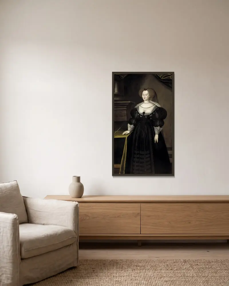 Maria Eleonora (1599–1655), markgrevinna av Brandenburg, Sveriges drottning av Jacob Heinrich Elbfas inramad på en vägg
