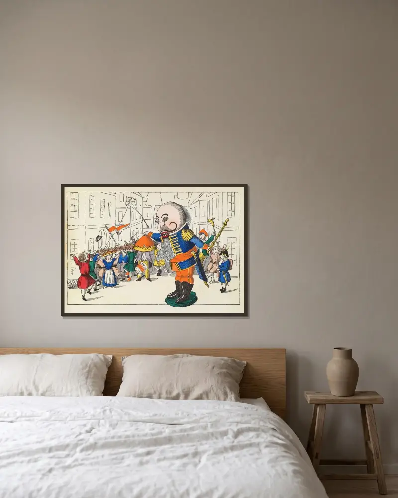 King Nutcracker av Heinrich Hoffmann inramad på en vägg