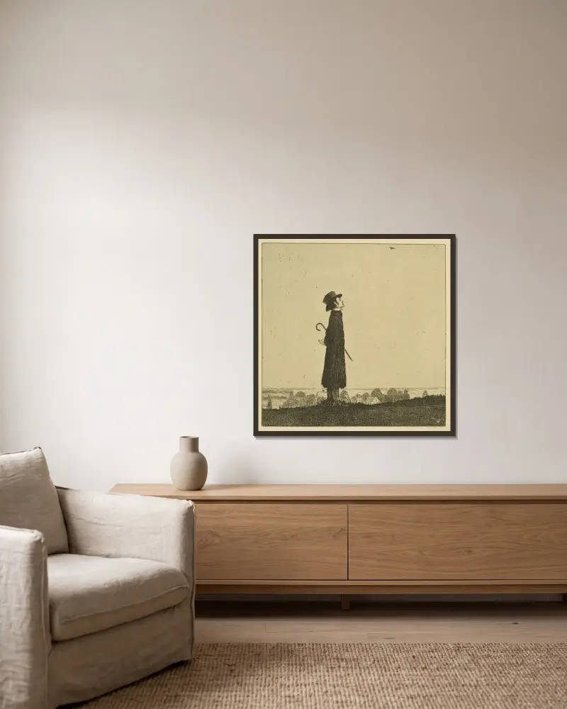 Die Lerche von Heinrich Vogeler gerahmt an einer Wand