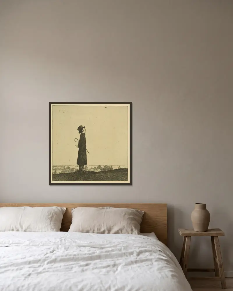 Die Lerche von Heinrich Vogeler gerahmt an einer Wand