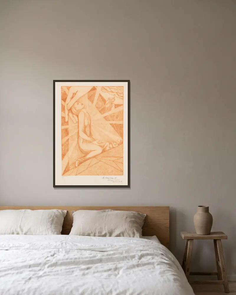 Vision, 1915 von Heinrich Vogeler gerahmt an einer Wand