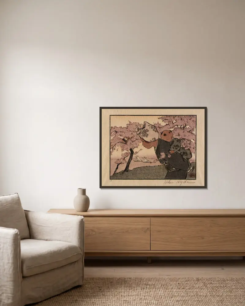 Ein Aprilabend von Helen Hyde gerahmt an einer Wand