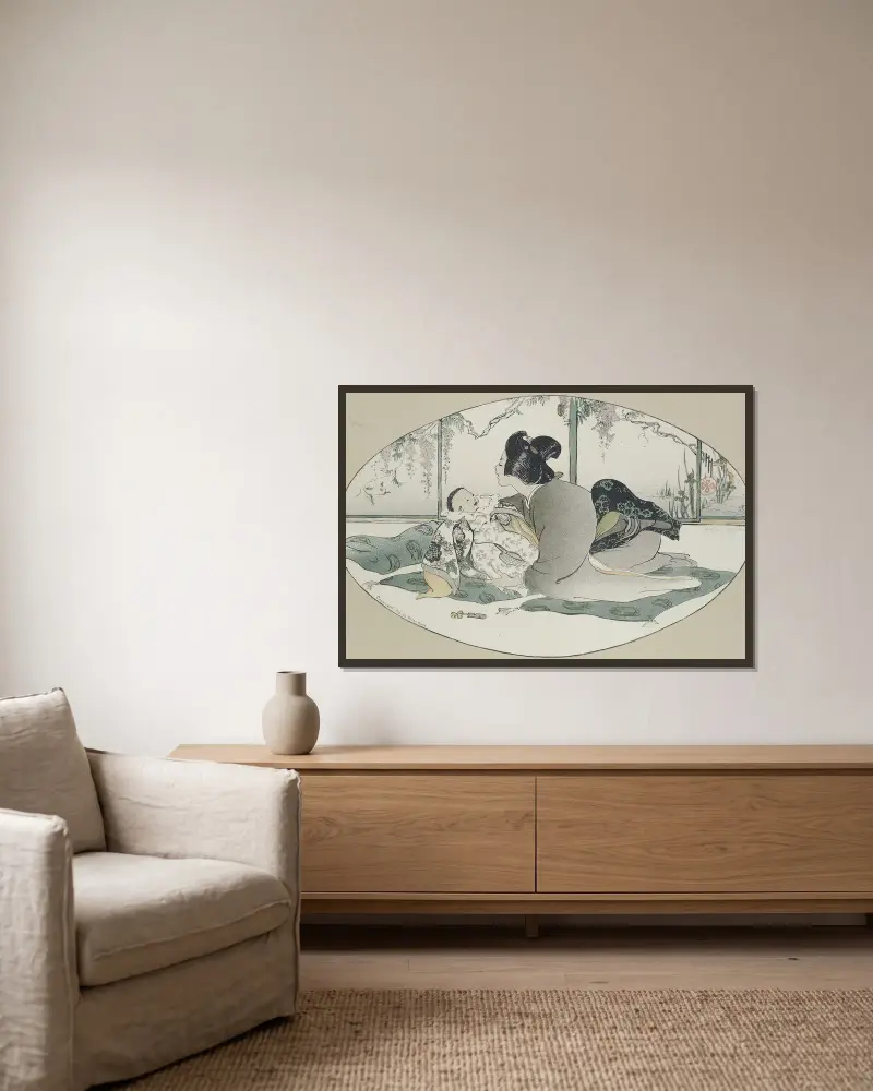 Baby Talk von Helen Hyde gerahmt an einer Wand