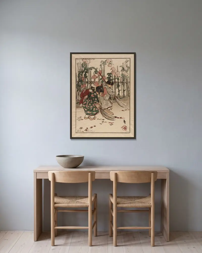 Neue Besen von Helen Hyde gerahmt an einer Wand