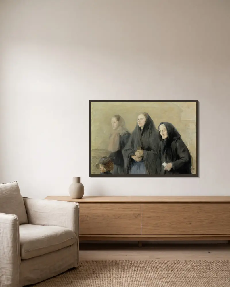 Churchgoers (Easter Morning), 1895 – 1900 av Helene Schjerfbeck inramad på en vägg