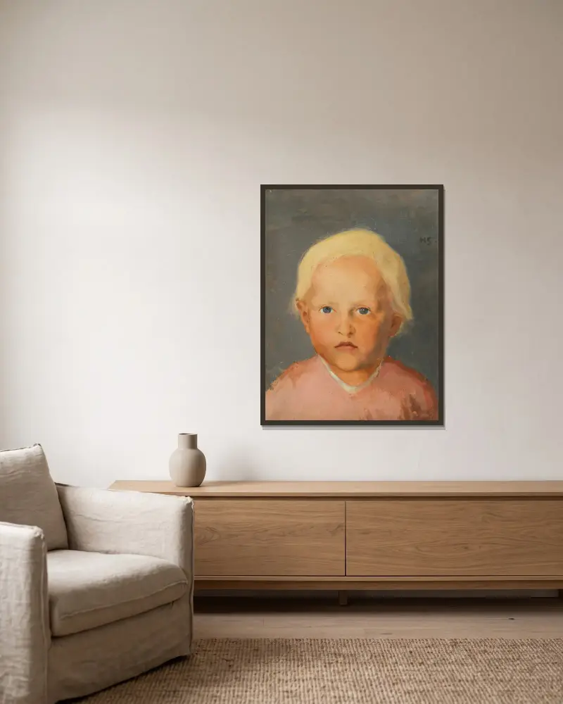 Světlovlasý chlapec, Helene Schjerfbeck v rámu na stěně