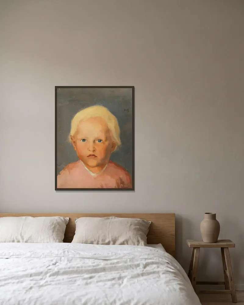 Světlovlasý chlapec, Helene Schjerfbeck v rámu na stěně