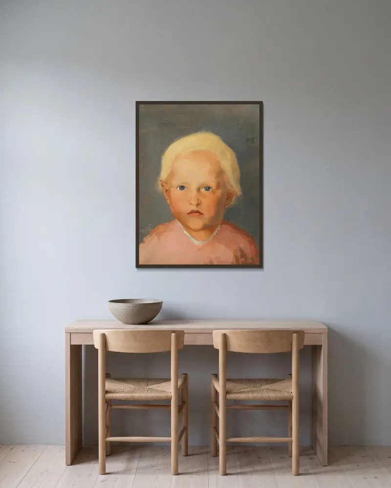 Světlovlasý chlapec, Helene Schjerfbeck v rámu na stěně