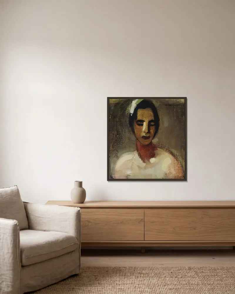 Mädchen aus Kalifornien I von Helene Schjerfbeck gerahmt an einer Wand