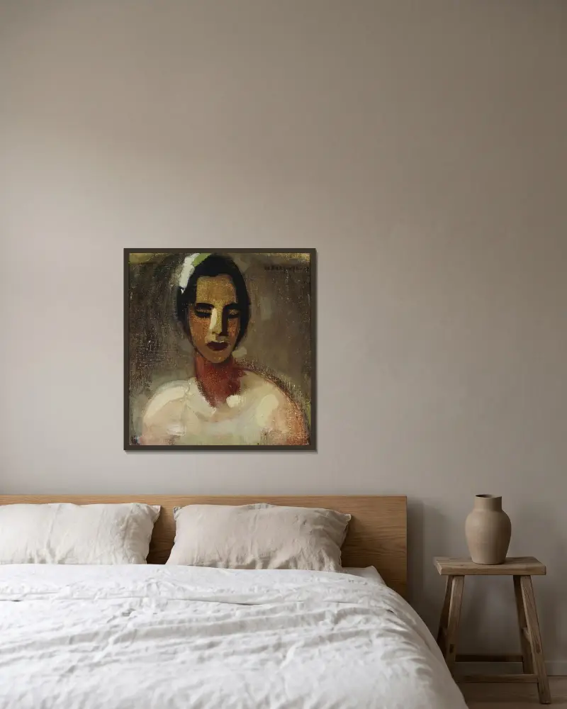 Mädchen aus Kalifornien I von Helene Schjerfbeck gerahmt an einer Wand