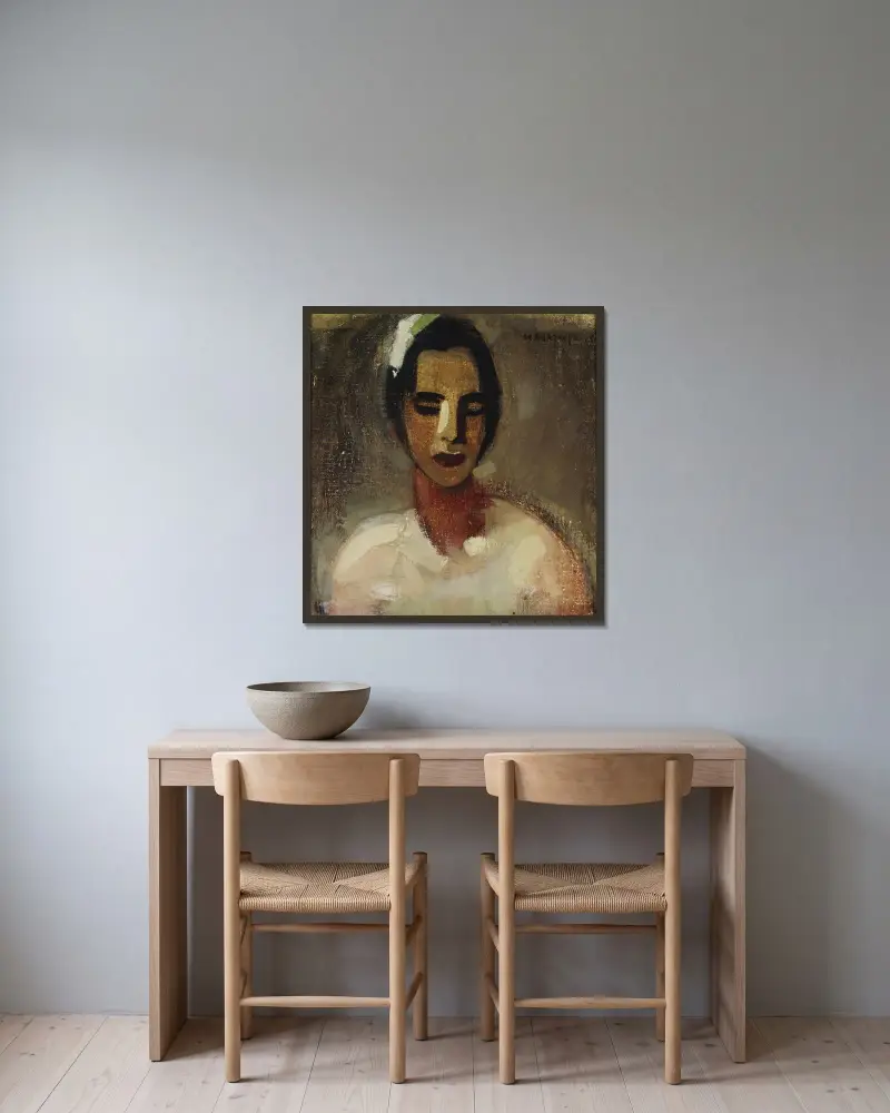 Mädchen aus Kalifornien I von Helene Schjerfbeck gerahmt an einer Wand