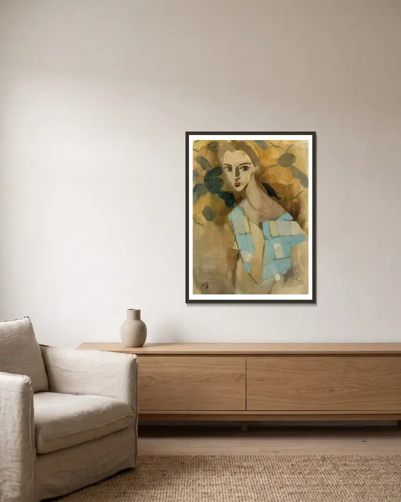Girl From Eydtkuhne Ii av Helene Schjerfbeck inramad på en vägg
