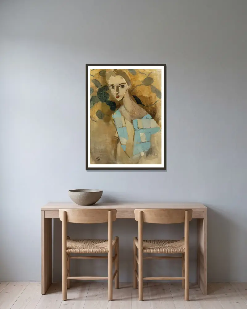 Girl From Eydtkuhne Ii av Helene Schjerfbeck inramad på en vägg