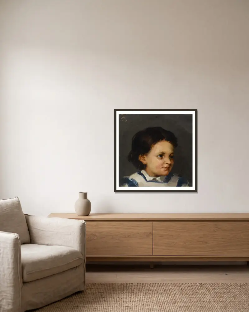Kleine Liisa von Helene Schjerfbeck gerahmt an einer Wand